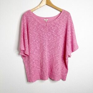 Project Pink Marl Linen Cotton Blend Dolman Short Sleeve Knit Top Small